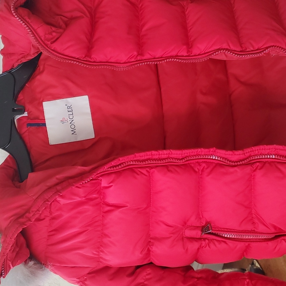 Moncler jacket size 10 with feathers hat around the hat - Picture 1 of 15